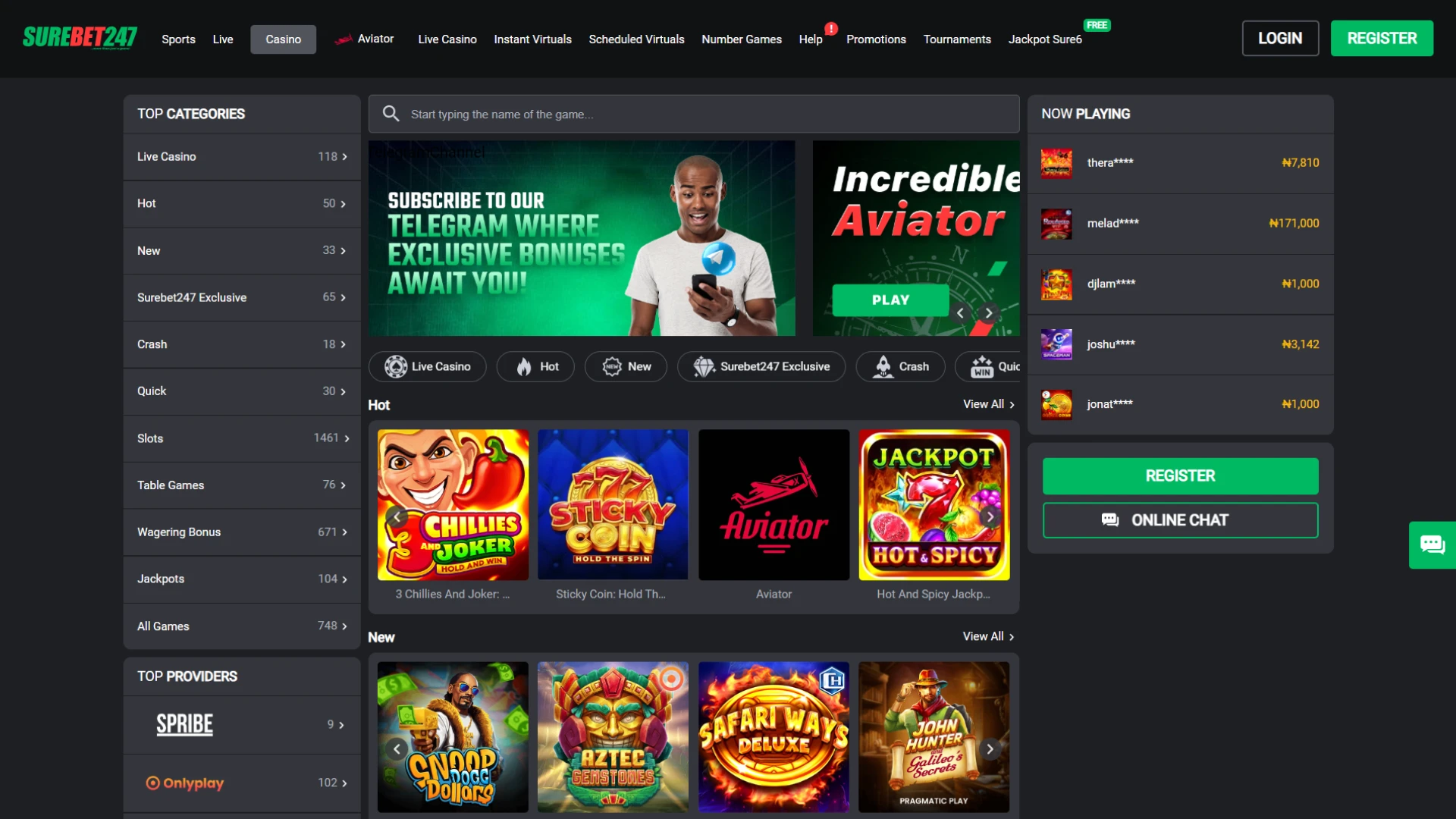 Play casino and win at Surebet247.