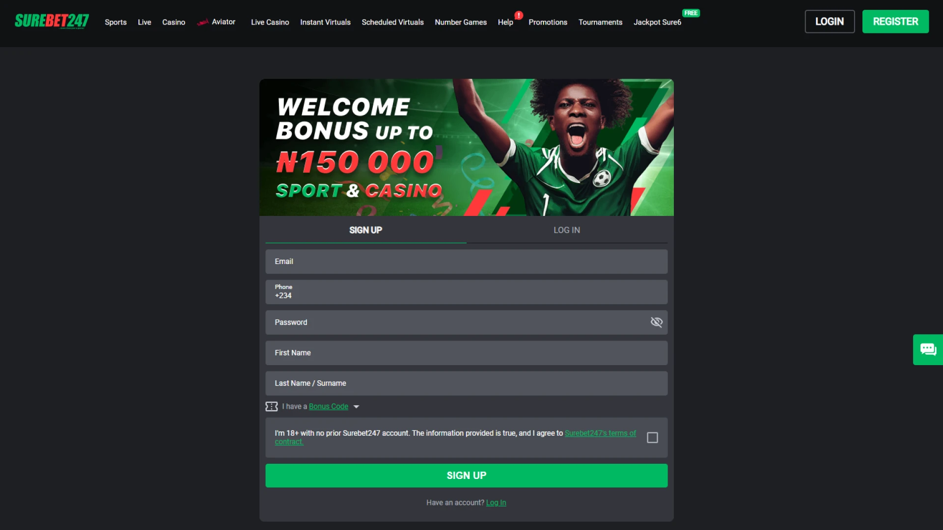 Register at Surebet247 in minutes.