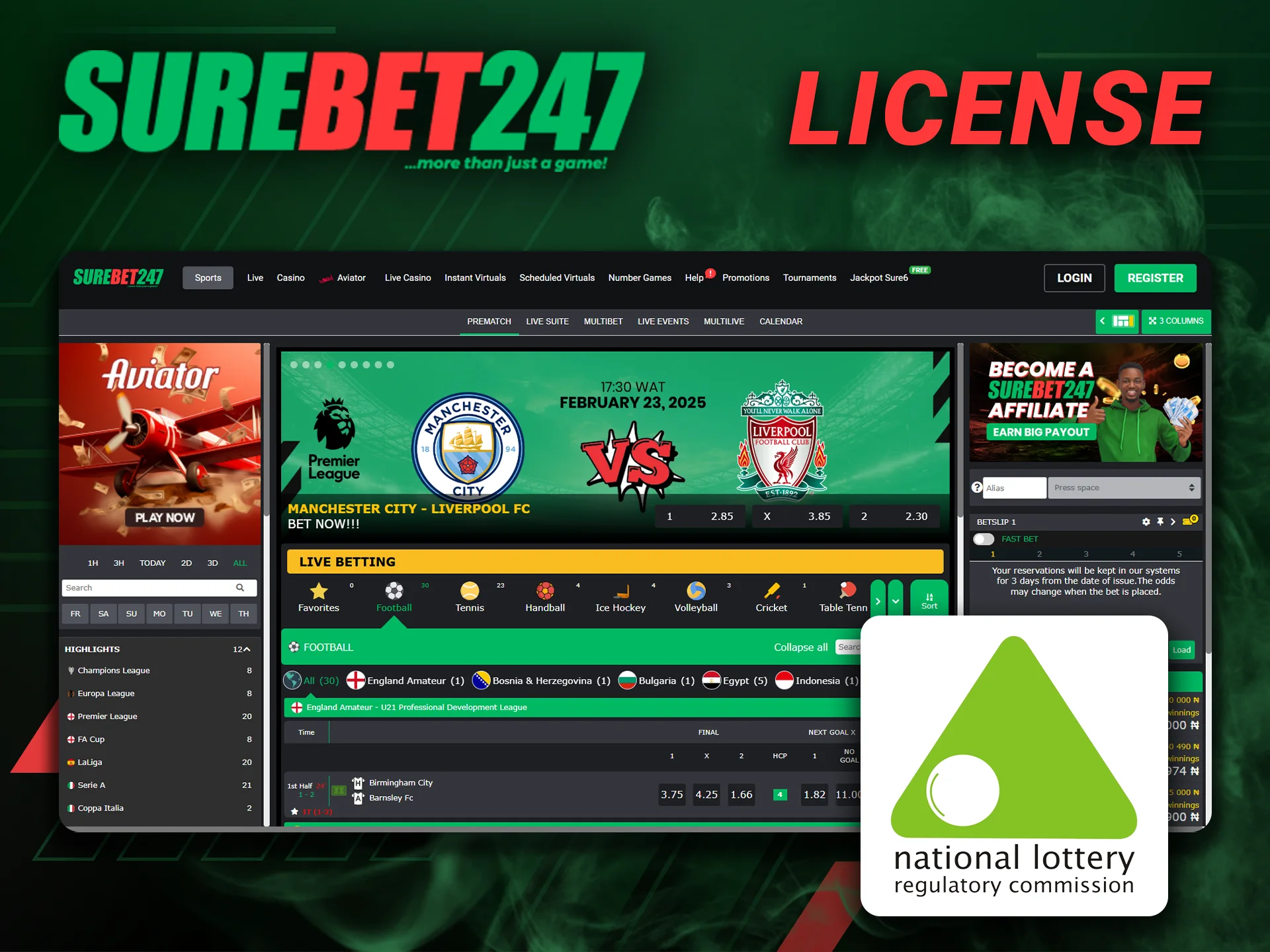 Casino Surebet247 operates with a license.