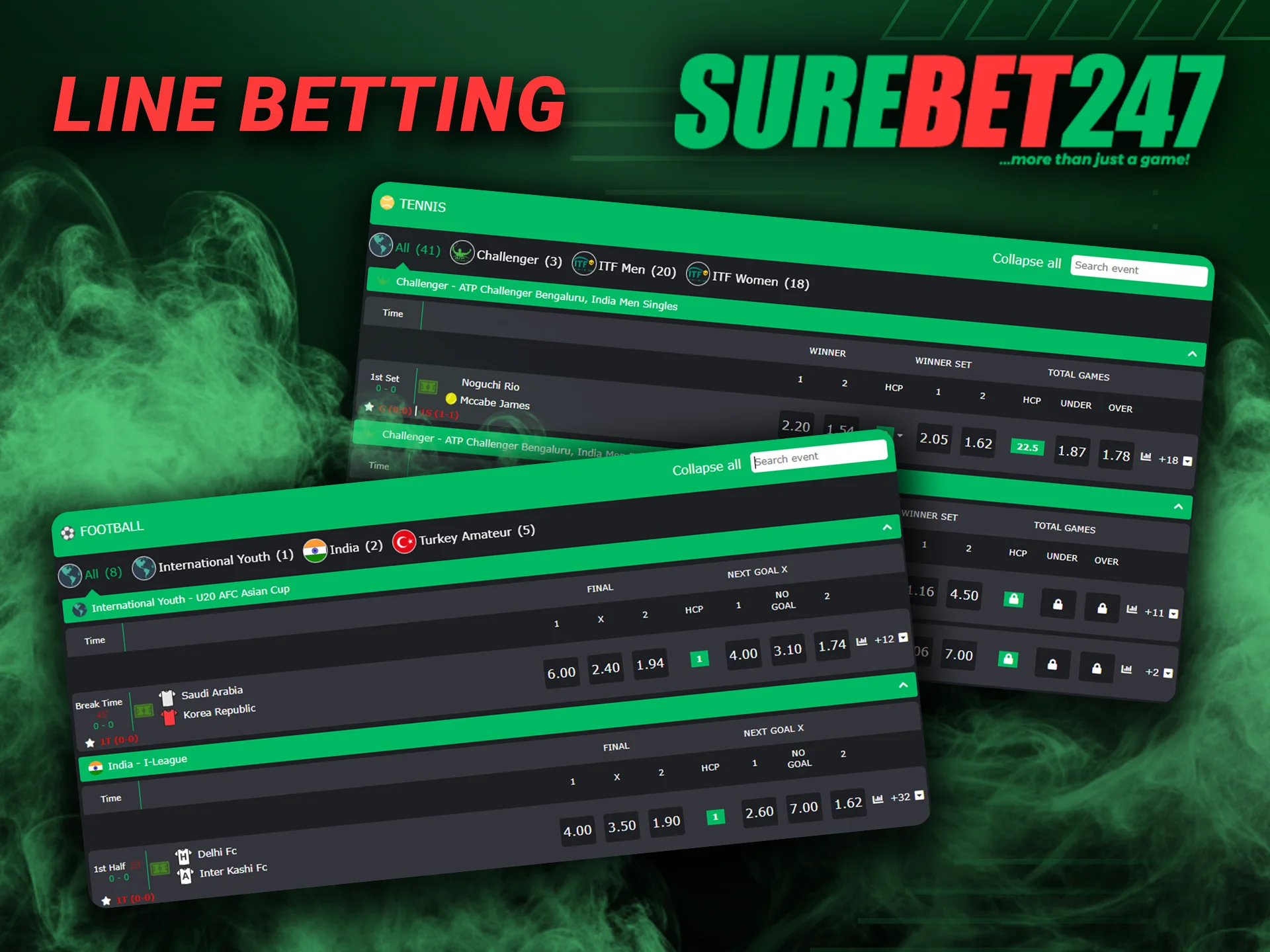 Surebet247 offers many sports betting opportunities.