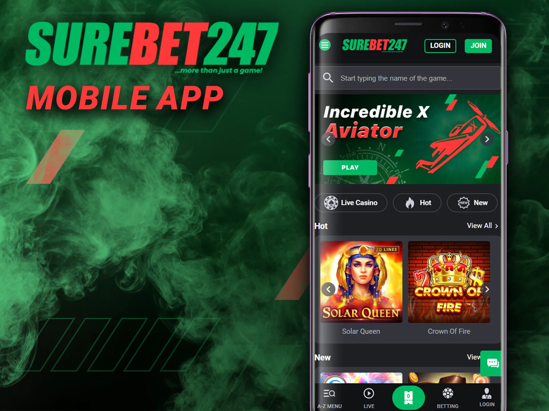 You can bet on sporting events on the Surebet247 app.