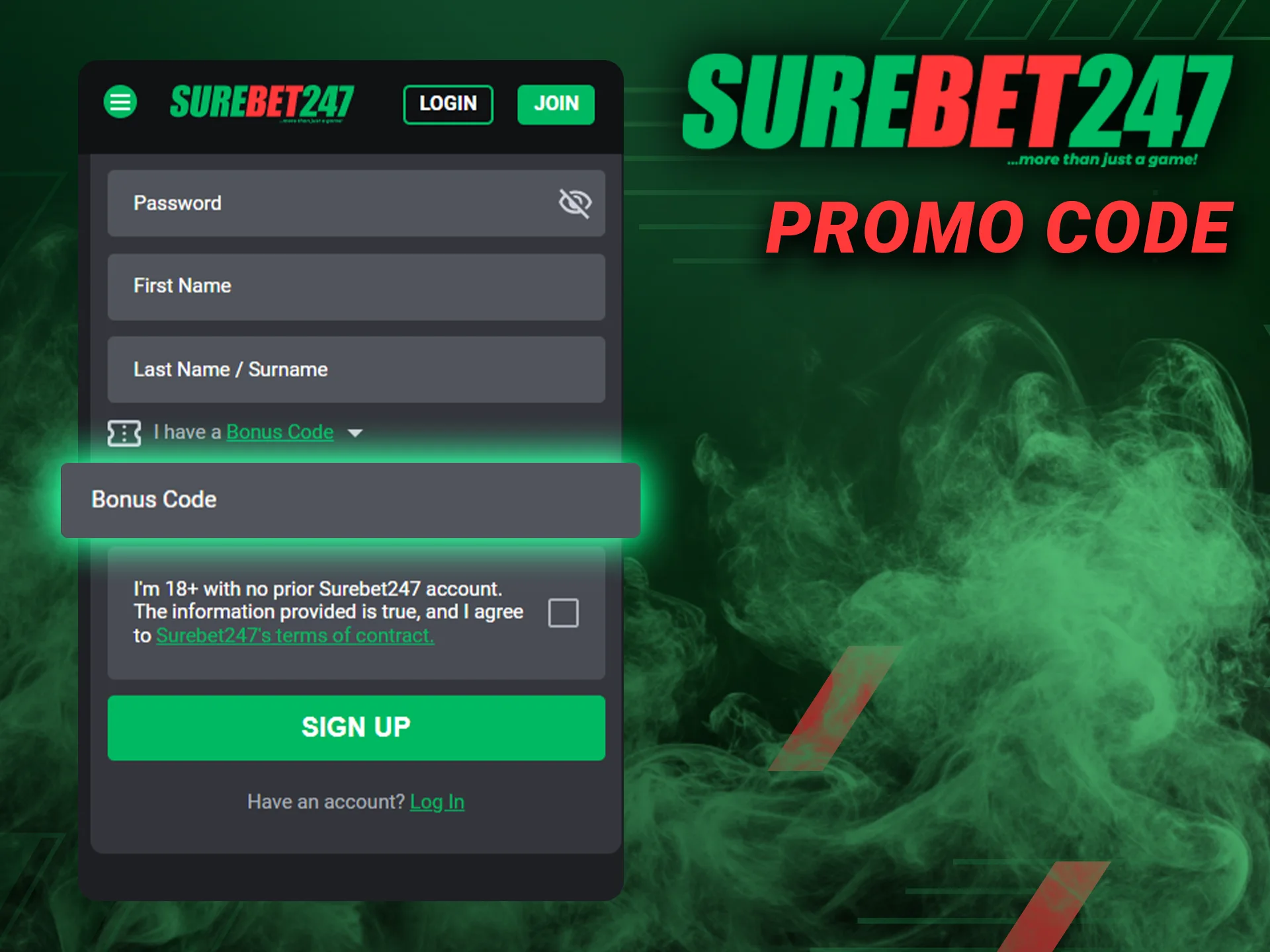 The promo code allows you to get a Surebet247 bonus.