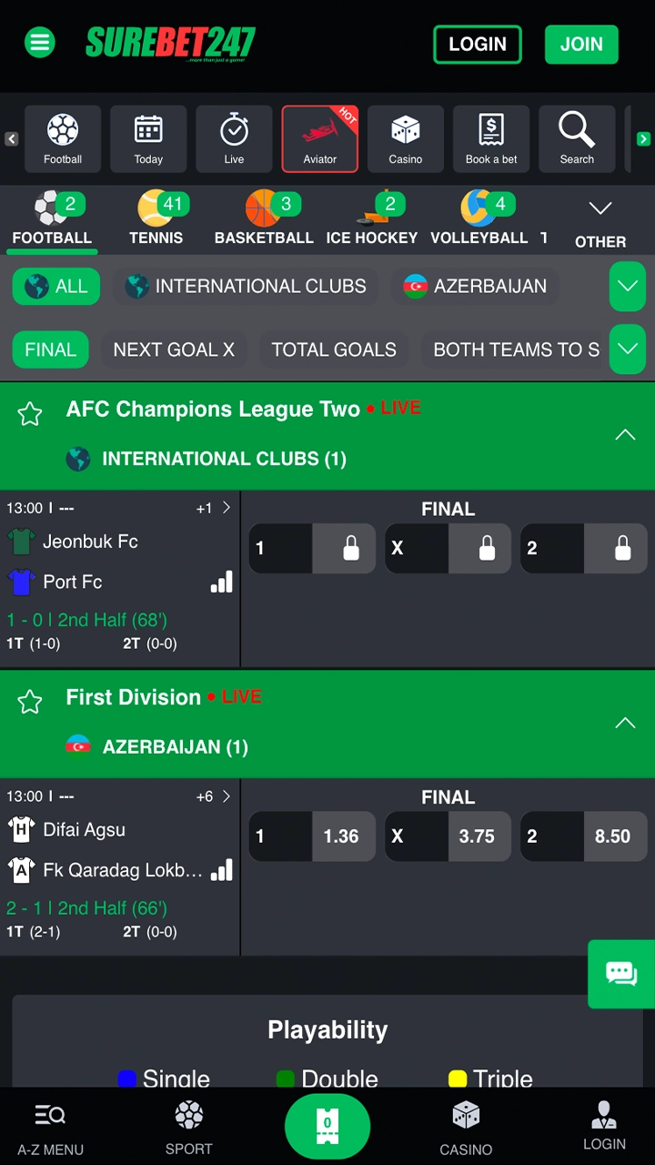 Place your bets and watch the match live in the Surebet247 app.