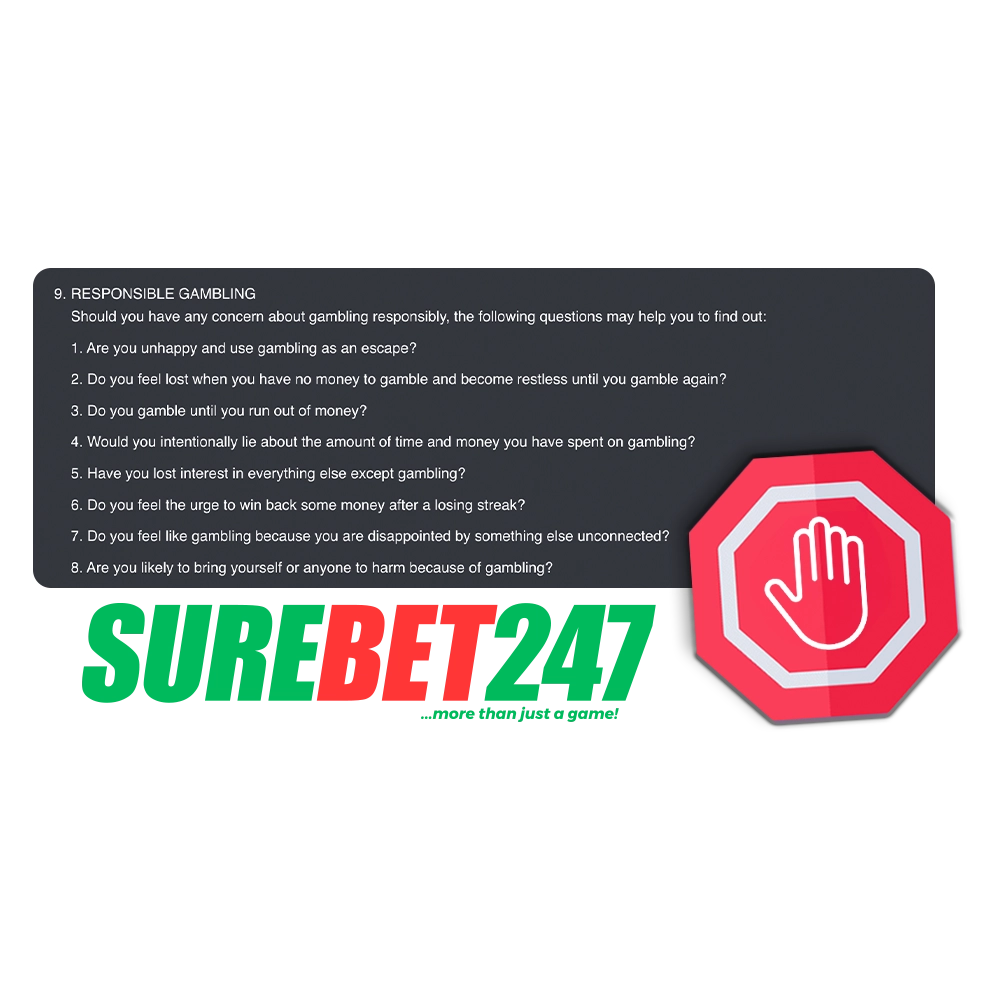 Take with responsibility to bet on Surebet247.