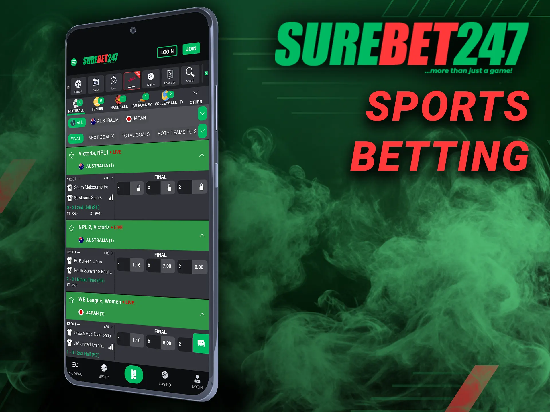 Bet on sports on the Surebet247 app.