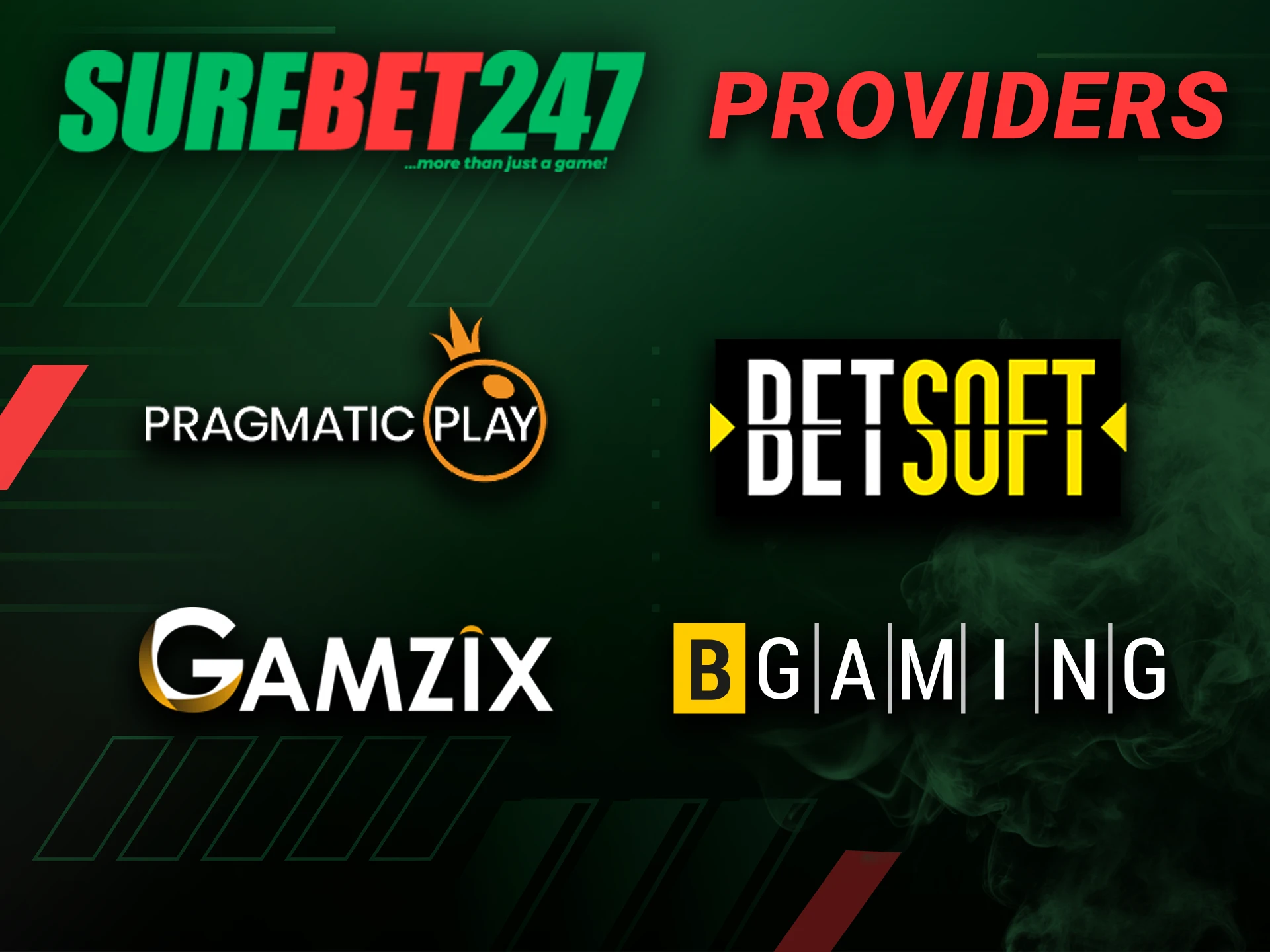 Surebet247 cooperates with popular game providers.