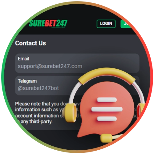 Surebet247 support team will help to solve any question.